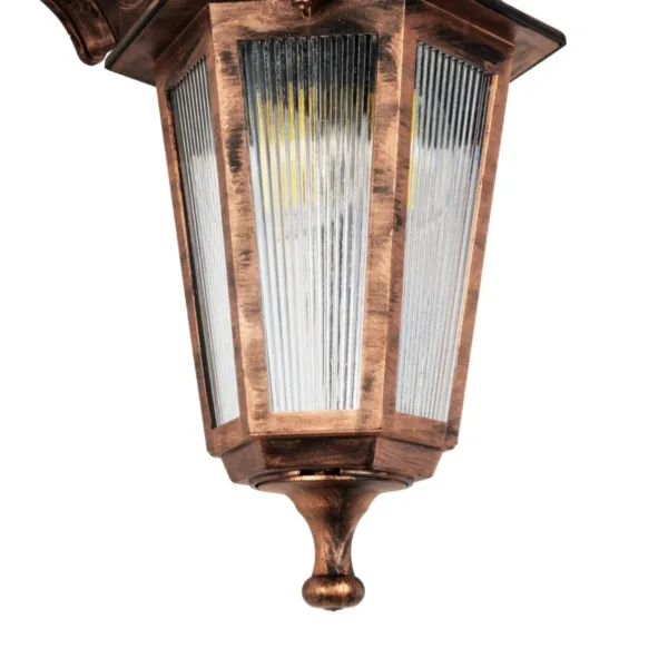 GloboStar® VITRO 203-0196 Vintage Επιτοίχιο Φωτιστικό Φαναράκι Μονόφωτο 1 x E27 IP44 Χάλκινο Πλαστικό Σώμα - Μ19 x Π16 x Υ34cm - Image 6