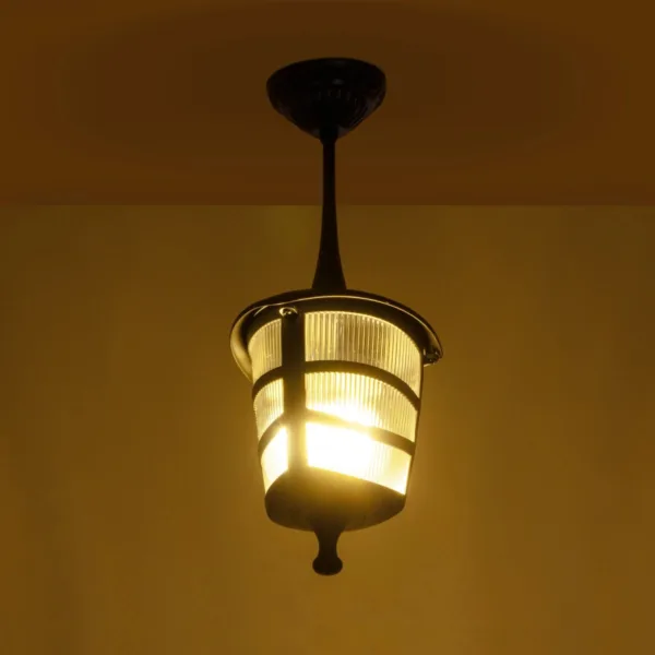 GloboStar® ZARDIN 203-0204 Vintage Κρεμαστό Φωτιστικό Φαναράκι Μονόφωτο 1 x E27 IP44 Μαύρο Πλαστικό Σώμα - Μ17 x Π17 x Υ42cm - Image 2