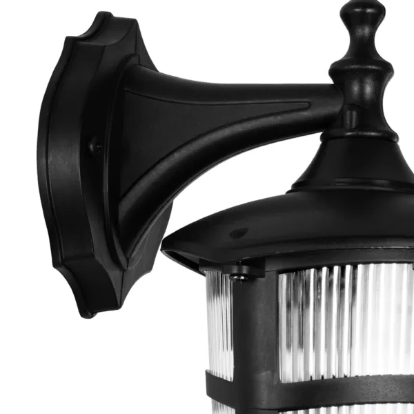 GloboStar® ZARDIN 203-0206 Vintage Επιτοίχιο Φωτιστικό Φαναράκι Μονόφωτο 1 x E27 IP44 Μαύρο Πλαστικό Σώμα - Μ22 x Π17 x Υ27cm - Image 5