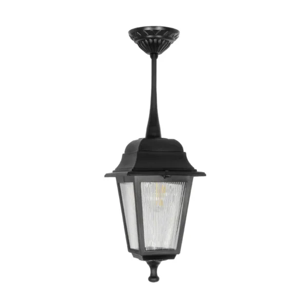 GloboStar® SOLME 203-0209 Vintage Κρεμαστό Φωτιστικό Φαναράκι Μονόφωτο 1 x E27 IP44 Μαύρο Πλαστικό Σώμα - Μ15 x Π15 x Υ50cm - Image 3