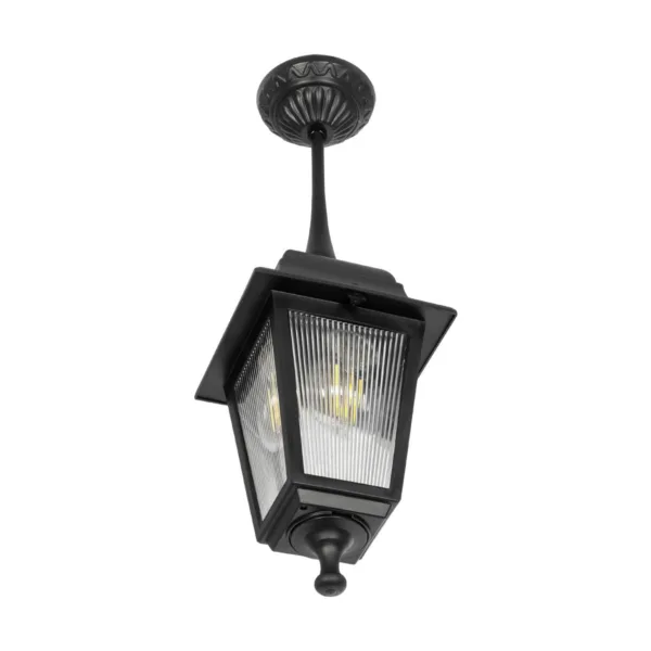 GloboStar® SOLME 203-0209 Vintage Κρεμαστό Φωτιστικό Φαναράκι Μονόφωτο 1 x E27 IP44 Μαύρο Πλαστικό Σώμα - Μ15 x Π15 x Υ50cm - Image 4