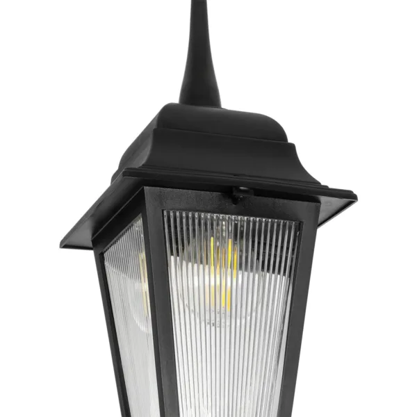 GloboStar® SOLME 203-0209 Vintage Κρεμαστό Φωτιστικό Φαναράκι Μονόφωτο 1 x E27 IP44 Μαύρο Πλαστικό Σώμα - Μ15 x Π15 x Υ50cm - Image 5