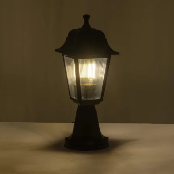 GloboStar® SOLME 203-0210 Vintage Επιδαπέδιο Φωτιστικό Φαναράκι Μονόφωτο 1 x E27 IP44 Μαύρο Πλαστικό Σώμα - Μ15 x Π15 x Υ38cm - Image 2