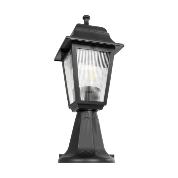 GloboStar® SOLME 203-0210 Vintage Επιδαπέδιο Φωτιστικό Φαναράκι Μονόφωτο 1 x E27 IP44 Μαύρο Πλαστικό Σώμα - Μ15 x Π15 x Υ38cm - Image 4