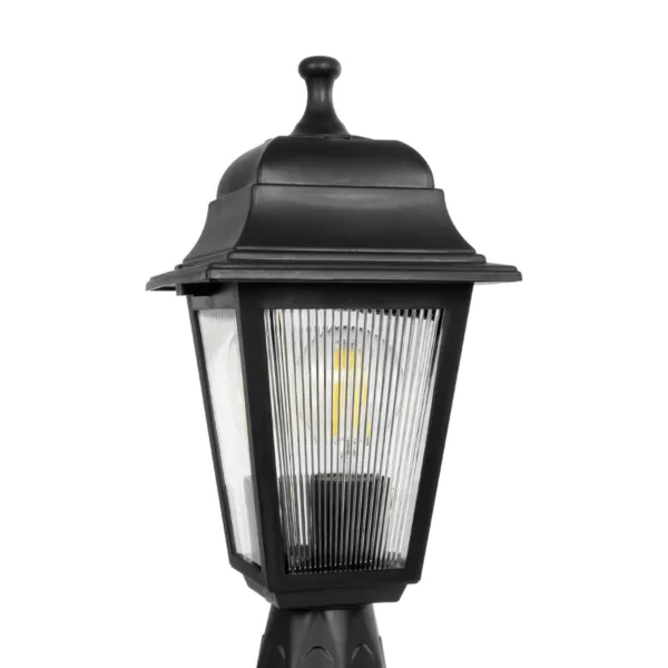 GloboStar® SOLME 203-0210 Vintage Επιδαπέδιο Φωτιστικό Φαναράκι Μονόφωτο 1 x E27 IP44 Μαύρο Πλαστικό Σώμα - Μ15 x Π15 x Υ38cm - Image 5