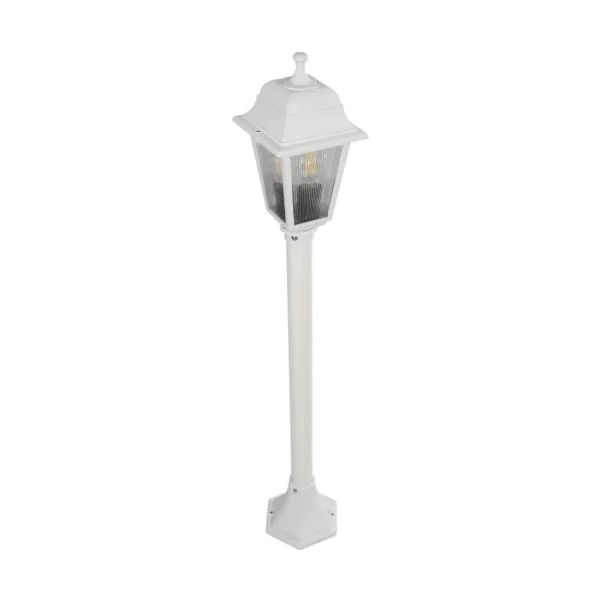 GloboStar® SOLME 203-0222 Vintage Επιδαπέδιο Φωτιστικό Φαναράκι Μονόφωτο 1 x E27 IP44 Λευκό Πλαστικό Σώμα - Μ15 x Π15 x Υ100cm - Image 4