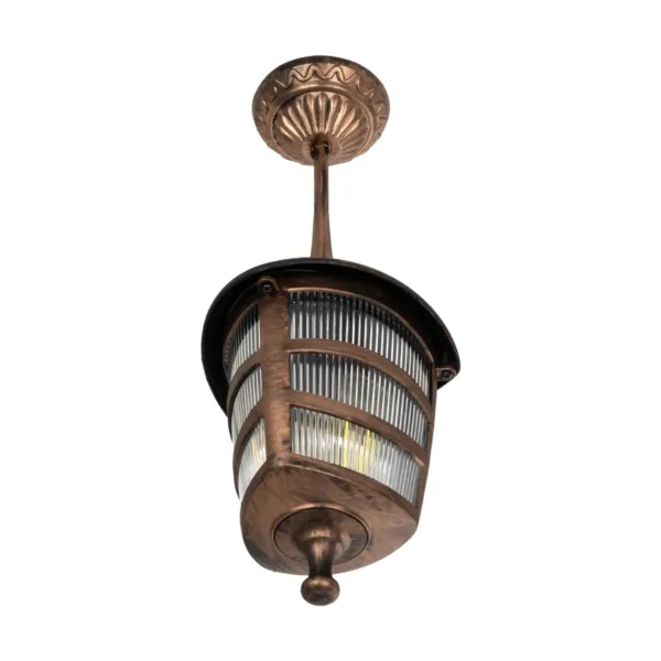 GloboStar® ZARDIN 203-0224 Vintage Κρεμαστό Φωτιστικό Φαναράκι Μονόφωτο 1 x E27 IP44 Χάλκινο Πλαστικό Σώμα - Μ17 x Π17 x Υ42cm - Image 4