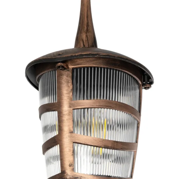 GloboStar® ZARDIN 203-0224 Vintage Κρεμαστό Φωτιστικό Φαναράκι Μονόφωτο 1 x E27 IP44 Χάλκινο Πλαστικό Σώμα - Μ17 x Π17 x Υ42cm - Image 5