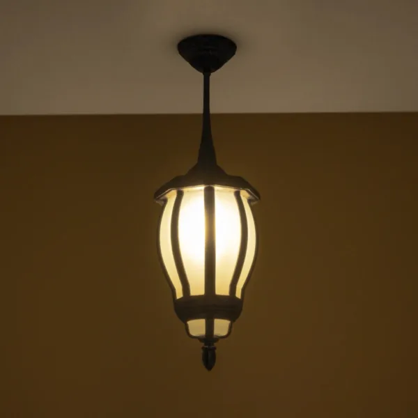GloboStar® VERDI 203-0232 Vintage Κρεμαστό Φωτιστικό Φαναράκι Μονόφωτο 1 x E27 IP44 Μαύρο Πλαστικό Σώμα - Μ17 x Π17 x Υ52cm - Image 2