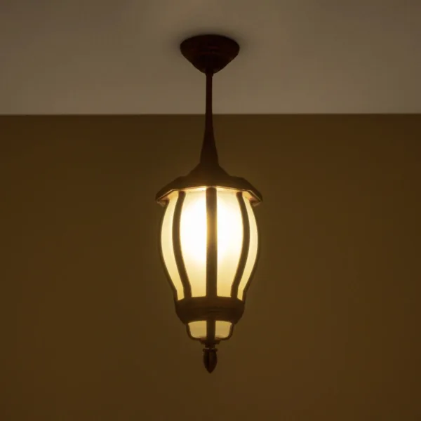 GloboStar® VERDI 203-0234 Vintage Κρεμαστό Φωτιστικό Φαναράκι Μονόφωτο 1 x E27 IP44 Χάλκινο Πλαστικό Σώμα - Μ17 x Π17 x Υ47cm - Image 2