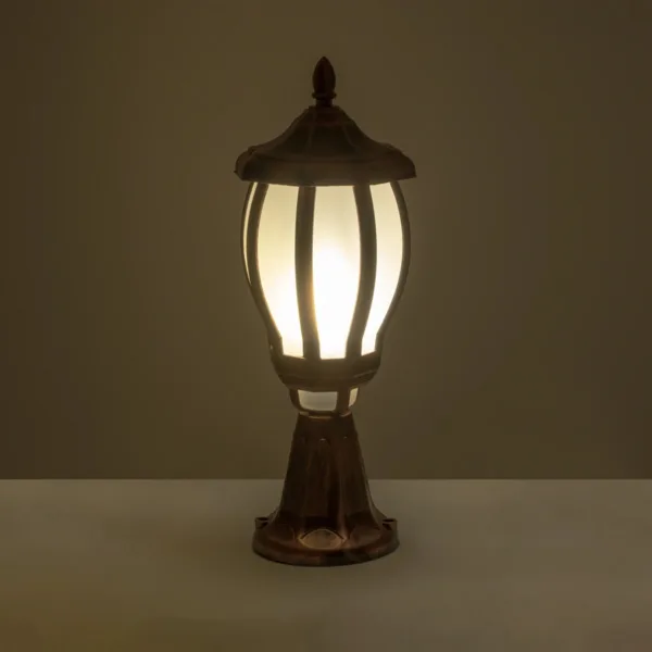 GloboStar® VERDI 203-0235 Vintage Επιδαπέδιο Φωτιστικό Φαναράκι Μονόφωτο 1 x E27 IP44 Χάλκινο Πλαστικό Σώμα - Μ17 x Π17 x Υ47cm - Image 2