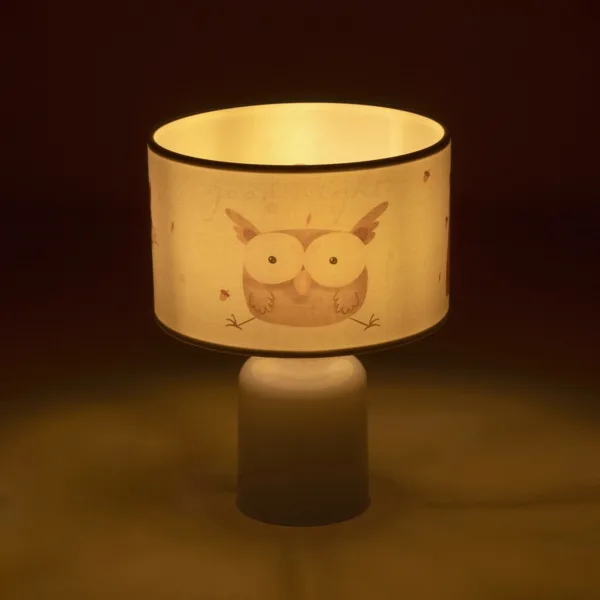 GloboStar® OWL 204-0024 Παιδικό Eπιτραπέζιο Φωτιστικό Φιγούρα Μονόφωτο 1 x E27 IP20 Λευκό & Πορτοκαλί Ύφασμα - Μ24 x Π24 x Υ32cm - Image 2
