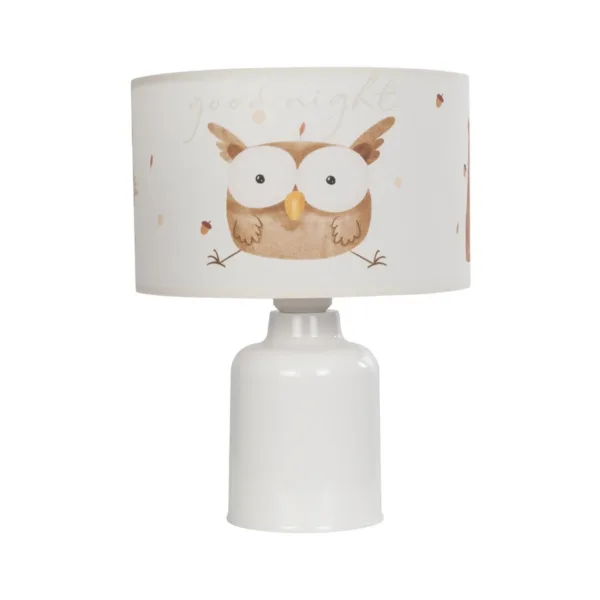 GloboStar® OWL 204-0024 Παιδικό Eπιτραπέζιο Φωτιστικό Φιγούρα Μονόφωτο 1 x E27 IP20 Λευκό & Πορτοκαλί Ύφασμα - Μ24 x Π24 x Υ32cm - Image 3