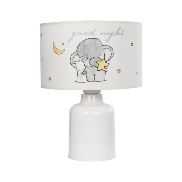 GloboStar® ELEPHANT 204-0025 Παιδικό Eπιτραπέζιο Φωτιστικό Φιγούρα Μονόφωτο 1 x E27 IP20 Λευκό & Γκρι Ύφασμα - Μ24 x Π24 x Υ32cm - Image 3