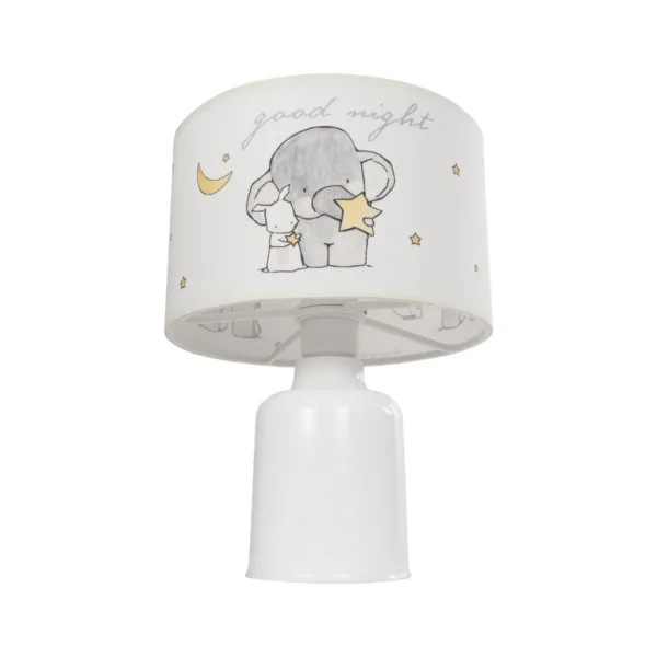 GloboStar® ELEPHANT 204-0025 Παιδικό Eπιτραπέζιο Φωτιστικό Φιγούρα Μονόφωτο 1 x E27 IP20 Λευκό & Γκρι Ύφασμα - Μ24 x Π24 x Υ32cm - Image 4