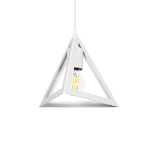 GloboStar® TRIANGLE 203-0163 Μοντέρνο Κρεμαστό Φωτιστικό Καμπάνα Μονόφωτο 1 x E27 IP20 Λευκό Πλαστικό - Μ24 x Π24 x Υ86cm