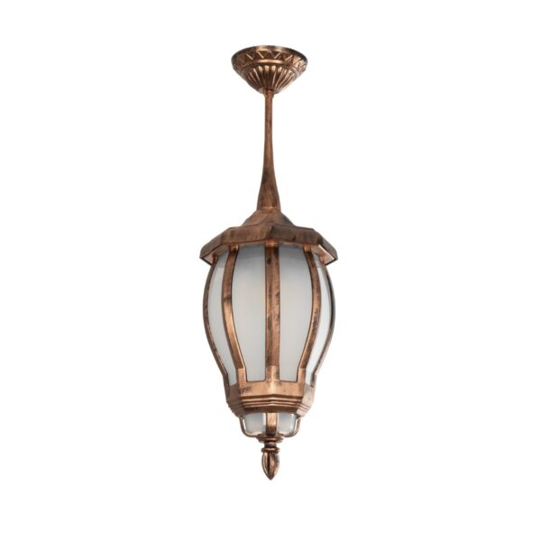 GloboStar® VERDI 203-0234 Vintage Κρεμαστό Φωτιστικό Φαναράκι Μονόφωτο 1 x E27 IP44 Χάλκινο Πλαστικό Σώμα - Μ17 x Π17 x Υ47cm