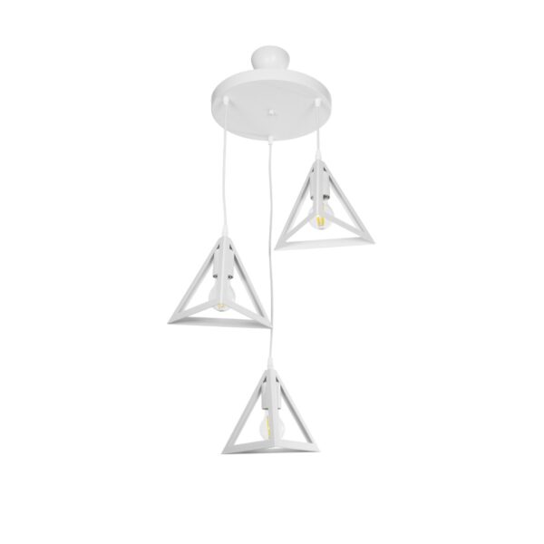 GloboStar® TRIANGLE 203-0164 Μοντέρνο Κρεμαστό Φωτιστικό Καμπάνα Τρίφωτο 3 x E27 IP20 Λευκό Πλαστικό - Μ50 x Π50 x Υ80cm