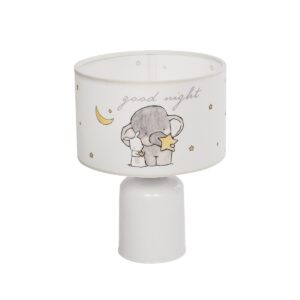 GloboStar® ELEPHANT 204-0025 Παιδικό Eπιτραπέζιο Φωτιστικό Φιγούρα Μονόφωτο 1 x E27 IP20 Λευκό & Γκρι Ύφασμα - Μ24 x Π24 x Υ32cm