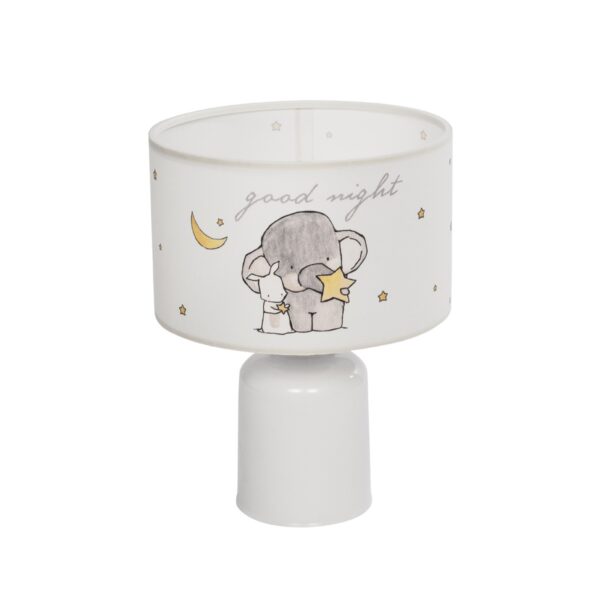 GloboStar® ELEPHANT 204-0025 Παιδικό Eπιτραπέζιο Φωτιστικό Φιγούρα Μονόφωτο 1 x E27 IP20 Λευκό & Γκρι Ύφασμα - Μ24 x Π24 x Υ32cm
