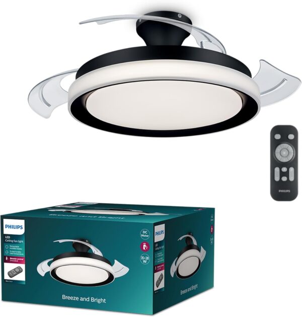Φωτιστικό με ανεμιστήρα οροφής Philips Bliss 35+28W DC motor με τηλεκοντρόλ Μάυρο - Image 2
