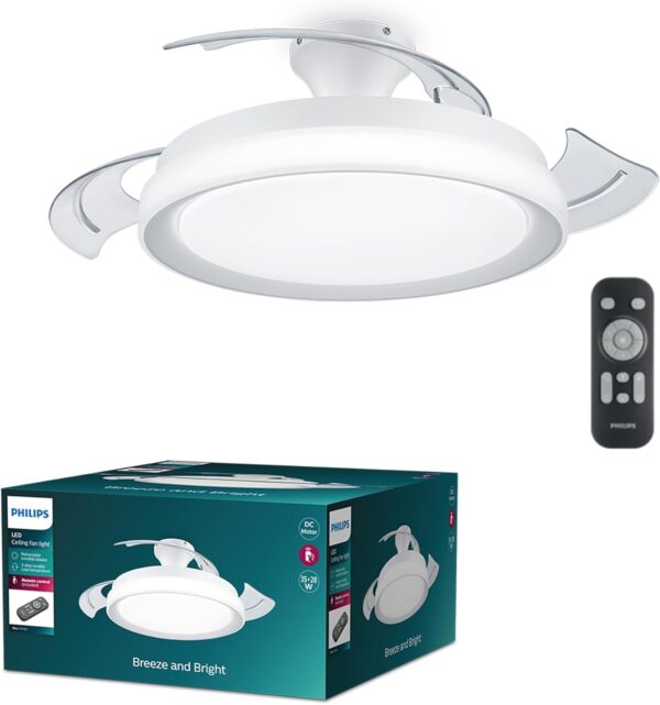 Φωτιστικό με ανεμιστήρα οροφής Philips Bliss 35+28W DC motor με τηλεκοντρόλ Λευκό