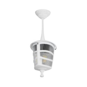 GloboStar® ZARDIN 203-0237 Vintage Κρεμαστό Φωτιστικό Φαναράκι Μονόφωτο 1 x E27 IP44 Λευκό Πλαστικό Σώμα - Μ17 x Π17 x Υ42cm