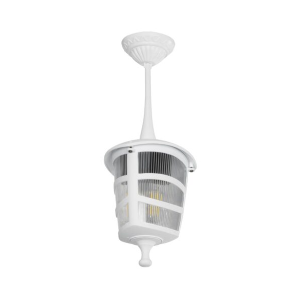 GloboStar® ZARDIN 203-0237 Vintage Κρεμαστό Φωτιστικό Φαναράκι Μονόφωτο 1 x E27 IP44 Λευκό Πλαστικό Σώμα - Μ17 x Π17 x Υ42cm
