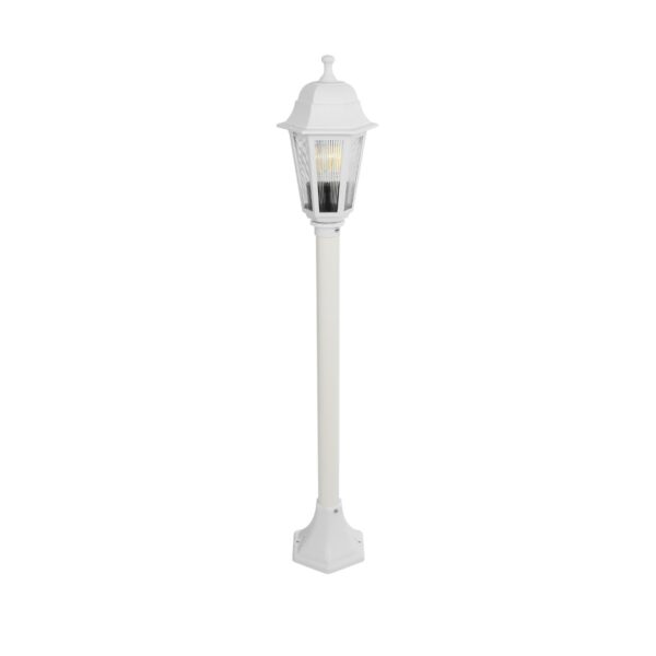 GloboStar® VITRO 203-0202 Vintage Επιδαπέδιο Φωτιστικό Φαναράκι Μονόφωτο 1 x E27 IP44 Λευκό Πλαστικό Σώμα - Μ16 x Π16 x Υ100cm