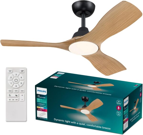 Philips Ανεμιστήρας οροφής Olas 52' 35W+24W DC MOTOR, Μαύρος - Ξύλο