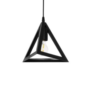 GloboStar® TRIANGLE 203-0159 Μοντέρνο Κρεμαστό Φωτιστικό Καμπάνα Μονόφωτο 1 x E27 IP20 Μάυρο Πλαστικό - Μ24 x Π24 x Υ86cm