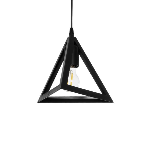 GloboStar® TRIANGLE 203-0159 Μοντέρνο Κρεμαστό Φωτιστικό Καμπάνα Μονόφωτο 1 x E27 IP20 Μάυρο Πλαστικό - Μ24 x Π24 x Υ86cm
