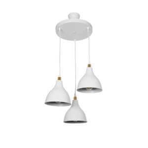 GloboStar® RADE 203-0128 Vintage Κρεμαστό Φωτιστικό Καμπάνα Τρίφωτο 3 x E27 IP20 Λευκό Πλαστικό - Μ40 x Π40 x Υ80cm