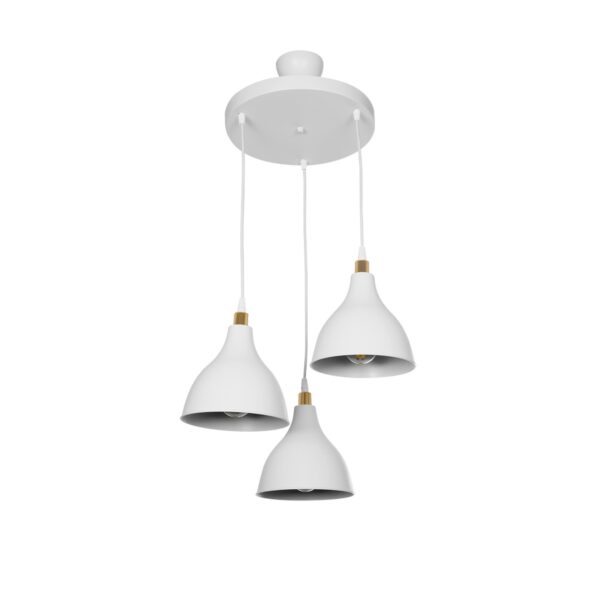 GloboStar® RADE 203-0128 Vintage Κρεμαστό Φωτιστικό Καμπάνα Τρίφωτο 3 x E27 IP20 Λευκό Πλαστικό - Μ40 x Π40 x Υ80cm