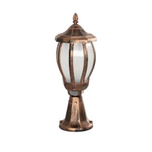 GloboStar® VERDI 203-0235 Vintage Επιδαπέδιο Φωτιστικό Φαναράκι Μονόφωτο 1 x E27 IP44 Χάλκινο Πλαστικό Σώμα - Μ17 x Π17 x Υ47cm