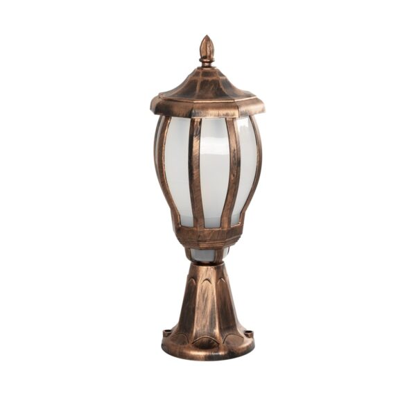 GloboStar® VERDI 203-0235 Vintage Επιδαπέδιο Φωτιστικό Φαναράκι Μονόφωτο 1 x E27 IP44 Χάλκινο Πλαστικό Σώμα - Μ17 x Π17 x Υ47cm