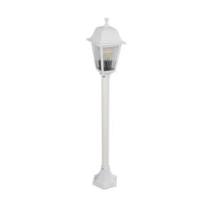 GloboStar® SOLME 203-0222 Vintage Επιδαπέδιο Φωτιστικό Φαναράκι Μονόφωτο 1 x E27 IP44 Λευκό Πλαστικό Σώμα - Μ15 x Π15 x Υ100cm