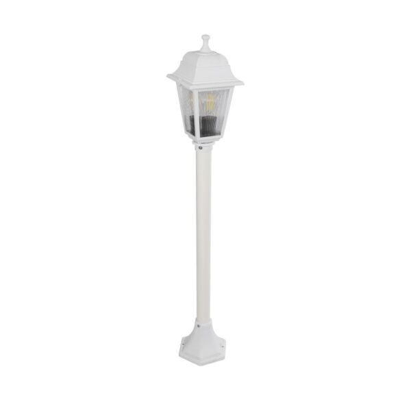 GloboStar® SOLME 203-0222 Vintage Επιδαπέδιο Φωτιστικό Φαναράκι Μονόφωτο 1 x E27 IP44 Λευκό Πλαστικό Σώμα - Μ15 x Π15 x Υ100cm