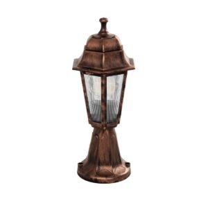GloboStar® VITRO 203-0195 Vintage Επιδαπέδιο Φωτιστικό Φαναράκι Μονόφωτο 1 x E27 IP44 Χάλκινο Πλαστικό Σώμα - Μ16 x Π16 x Υ39cm