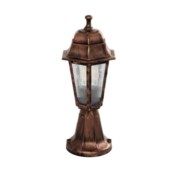 GloboStar® VITRO 203-0195 Vintage Επιδαπέδιο Φωτιστικό Φαναράκι Μονόφωτο 1 x E27 IP44 Χάλκινο Πλαστικό Σώμα - Μ16 x Π16 x Υ39cm