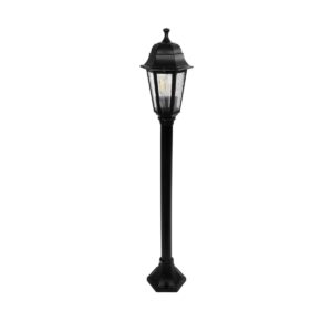 GloboStar® VITRO 203-0192 Vintage Επιδαπέδιο Φωτιστικό Φαναράκι Μονόφωτο 1 x E27 IP44 Μαύρο Πλαστικό Σώμα - Μ16 x Π16 x Υ100cm