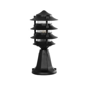 GloboStar® LANTERNA 203-0243 Μοντέρνο Επιδαπέδιο Φωτιστικό Φαναράκι Μονόφωτο 1 x E27 IP44 Μαύρο Πλαστικό Σώμα - Μ16 x Π16 x Υ35cm