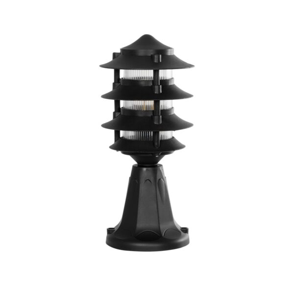 GloboStar® LANTERNA 203-0243 Μοντέρνο Επιδαπέδιο Φωτιστικό Φαναράκι Μονόφωτο 1 x E27 IP44 Μαύρο Πλαστικό Σώμα - Μ16 x Π16 x Υ35cm