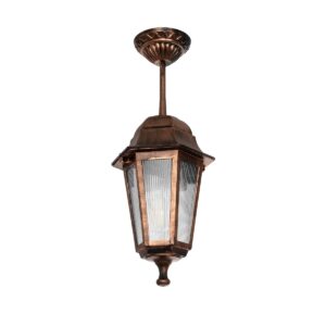 GloboStar® VITRO 203-0194 Vintage Κρεμαστό Φωτιστικό Φαναράκι Μονόφωτο 1 x E27 IP44 Χάλκινο Πλαστικό Σώμα - Μ16 x Π16 x Υ48cm