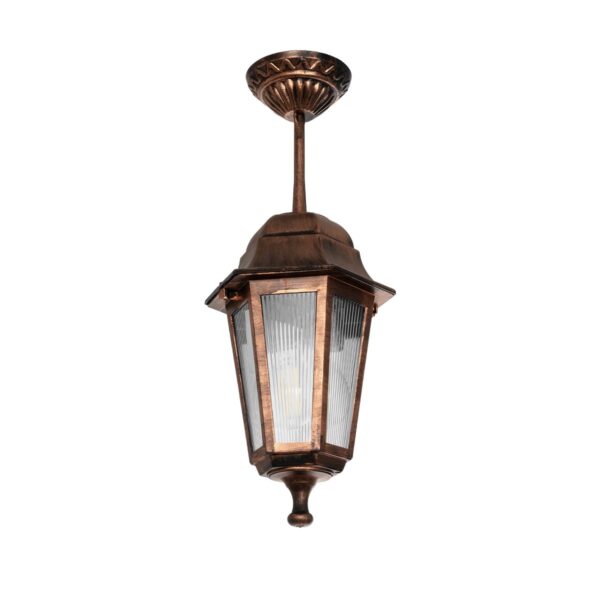 GloboStar® VITRO 203-0194 Vintage Κρεμαστό Φωτιστικό Φαναράκι Μονόφωτο 1 x E27 IP44 Χάλκινο Πλαστικό Σώμα - Μ16 x Π16 x Υ48cm