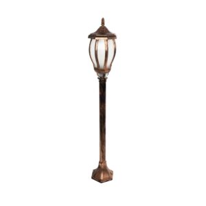 GloboStar® VERDI 203-0236 Vintage Επιδαπέδιο Φωτιστικό Φαναράκι Μονόφωτο 1 x E27 IP44 Χάλκινο Πλαστικό Σώμα - Μ17 x Π17 x Υ104.5cm