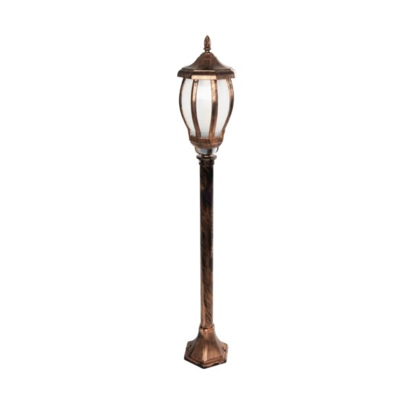 GloboStar® VERDI 203-0236 Vintage Επιδαπέδιο Φωτιστικό Φαναράκι Μονόφωτο 1 x E27 IP44 Χάλκινο Πλαστικό Σώμα - Μ17 x Π17 x Υ104.5cm