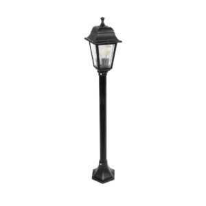 GloboStar® SOLME 203-0212 Vintage Επιδαπέδιο Φωτιστικό Φαναράκι Μονόφωτο 1 x E27 IP44 Μαύρο Πλαστικό Σώμα - Μ15 x Π15 x Υ100cm