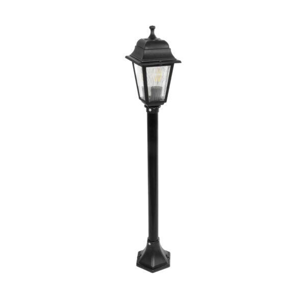 GloboStar® SOLME 203-0212 Vintage Επιδαπέδιο Φωτιστικό Φαναράκι Μονόφωτο 1 x E27 IP44 Μαύρο Πλαστικό Σώμα - Μ15 x Π15 x Υ100cm