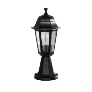 GloboStar® VITRO 203-0190 Vintage Επιδαπέδιο Φωτιστικό Φαναράκι Μονόφωτο 1 x E27 IP44 Μαύρο Πλαστικό Σώμα - Μ16 x Π16 x Υ39cm